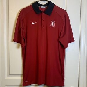 Nike Dri-Fit Red Stanford Cardinal Performance Polo Golf Shirt Size Large #2565